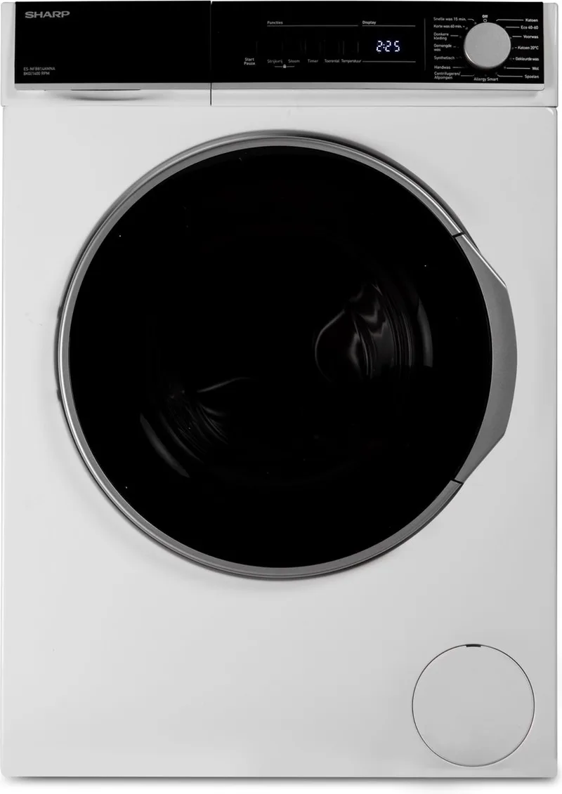 ESNFB814AWNABX - wasmachine - energie label A - 8 KG - 1400 toeren - STEAMWASH - white LED touch panel van Sharp in Wit – productfoto