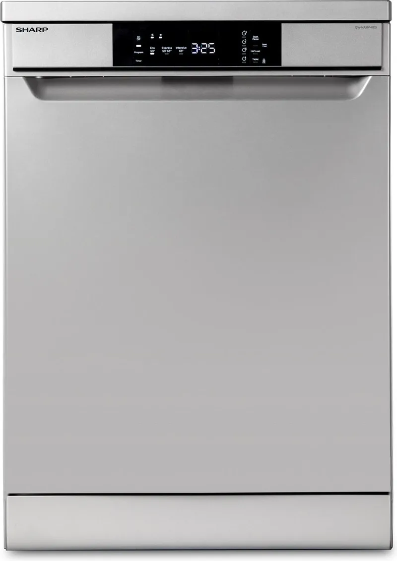 QWNA1BF47ESEU - Vrijstaande vaatwasser - 13 couverts - 47 dB by Sharp in Silver – product photo