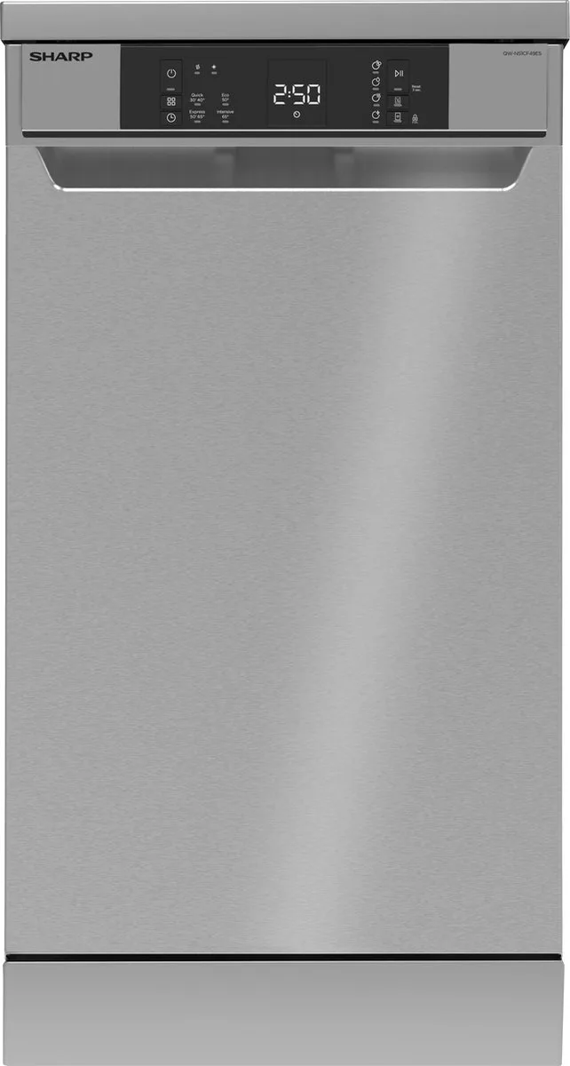 QWNS1CF49ESEU - vrijstaande vaatwasser - 45cm by Sharp in Silver – product photo