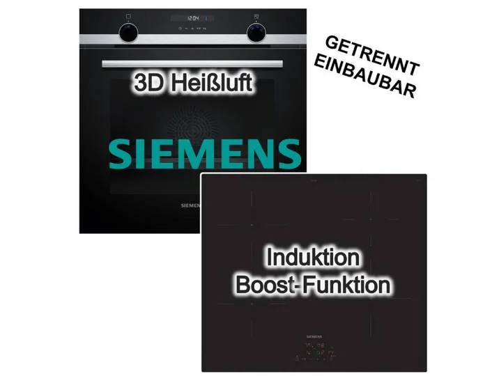 Backofen-Set Backofen 3D-Heißluft Hydrolyse + Induktionskochfeld Boost touchControl, Hydrolyse de Siemens – photo produit