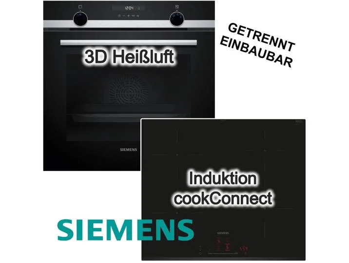 Backofen-Set Backofen 3D Heißluft Hydrolyse + Induktionskochfeld Boost TouchSlider, Hydrolyse de Siemens – photo produit