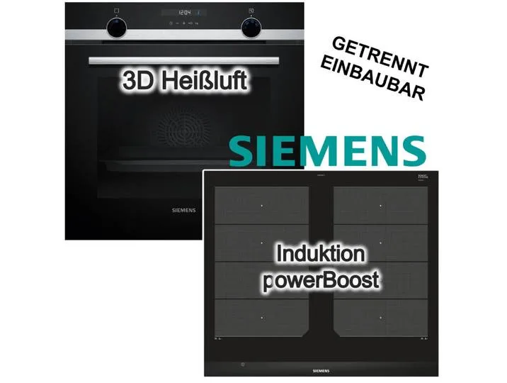Backofen-Set Backofen 3DHeißluft Hydrolyse + Induktionskochfeld Flexzonen Booster, Hydrolyse de Siemens – photo produit