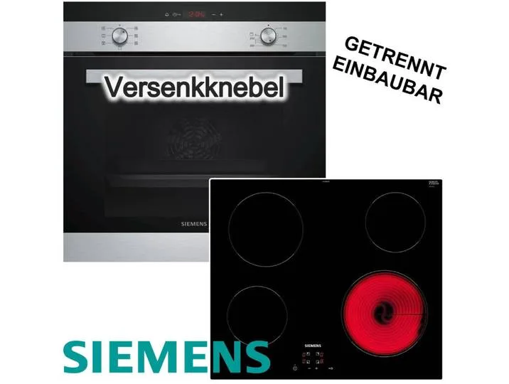 Backofen-Set Backofen 3DHeißluft Schnellaufheizung + Glaskeramik-Kochfeld rahmenlos, mit Nachrüstbar de Siemens – photo produit