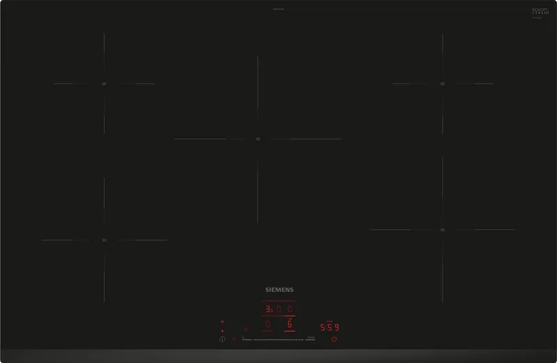 EH831HVB1E - iQ100 - Inbouw Inductiekookplaat - 80cm - Home Connect -touchSlider: controle over het vermogensniveau met een aanraking van je vinger. by Siemens in Black – product photo