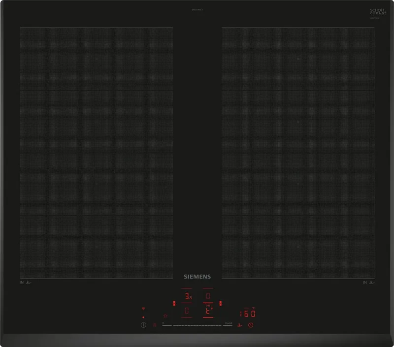 EX651HXC1E - IQ700 - Inductiekookplaat - 60 cm - Home connect - flexInduction: de slimme kookplaat die zich aanpast aan je wensen - fryingSensor Pro: Geniet van het koken zonder bang te zijn dat je het eten laat aanbranden de Siemens en Noir – photo produit