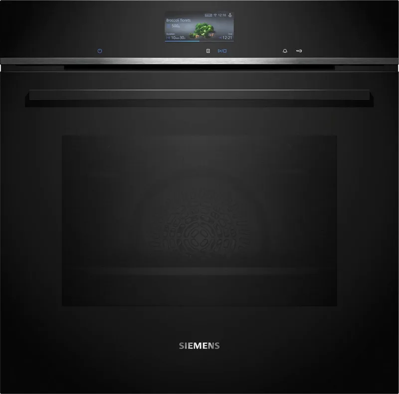 HB776G1B1 - iQ700 - Inbouwoven - 60 cm x 60 cm - Eenvoudig te reinigen met pyrolytische zelfreiniging activeClean - Air Fry-functie: voor perfect en gezonde gefrituurde gerechten - Home connect von Siemens in Schwarz – Produktfoto