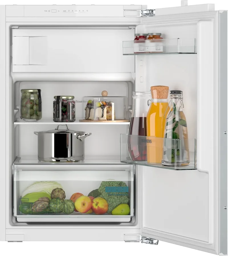 iQ100 KI22L2FE1 - Inbouw koelkast met vriesvak - 87.4 cm x 54.1 cm - Vlakscharnier - Led verlichting - superKoelen: snel koelen van verse producten by Siemens – product photo