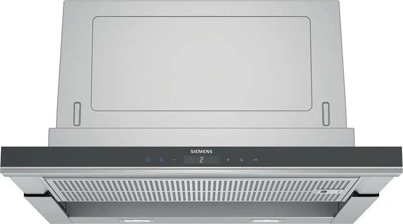 iQ700 LI67SA671 Afzuigkap Semi-inbouw (uittrekbaar) Zwart, Roestvrijstaal 717 m³/uur A van Siemens in Zwart, Stainless steel – productfoto