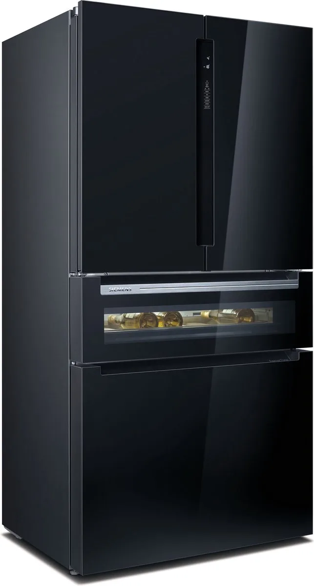 KF96RSBEA - Amerikaanse Koelkast met Wijnlade - Zwart by Siemens in Zwart hoogglans plexiglas – product photo