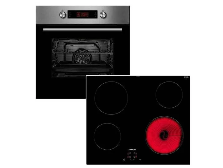 Midea Backofen-Set Backofen Pyrolyse Teleskopauszug + Siemens Glaskeramik Kochfeld 60 cm, mit 1-fach Teilauszug, Pyrolyse-Selbstreinigung de Siemens – photo produit