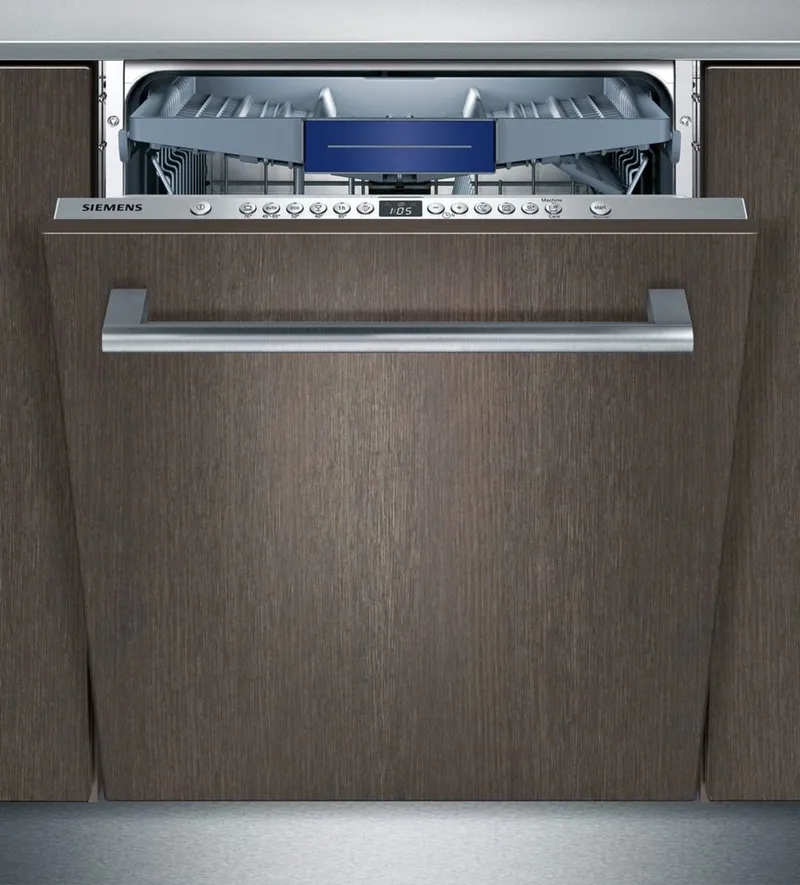 SN636X03NE volledig geïntegreerde VarioSpeed Plus vaatwasser met Rvs bodem en besteklade by Siemens in Grey – product photo