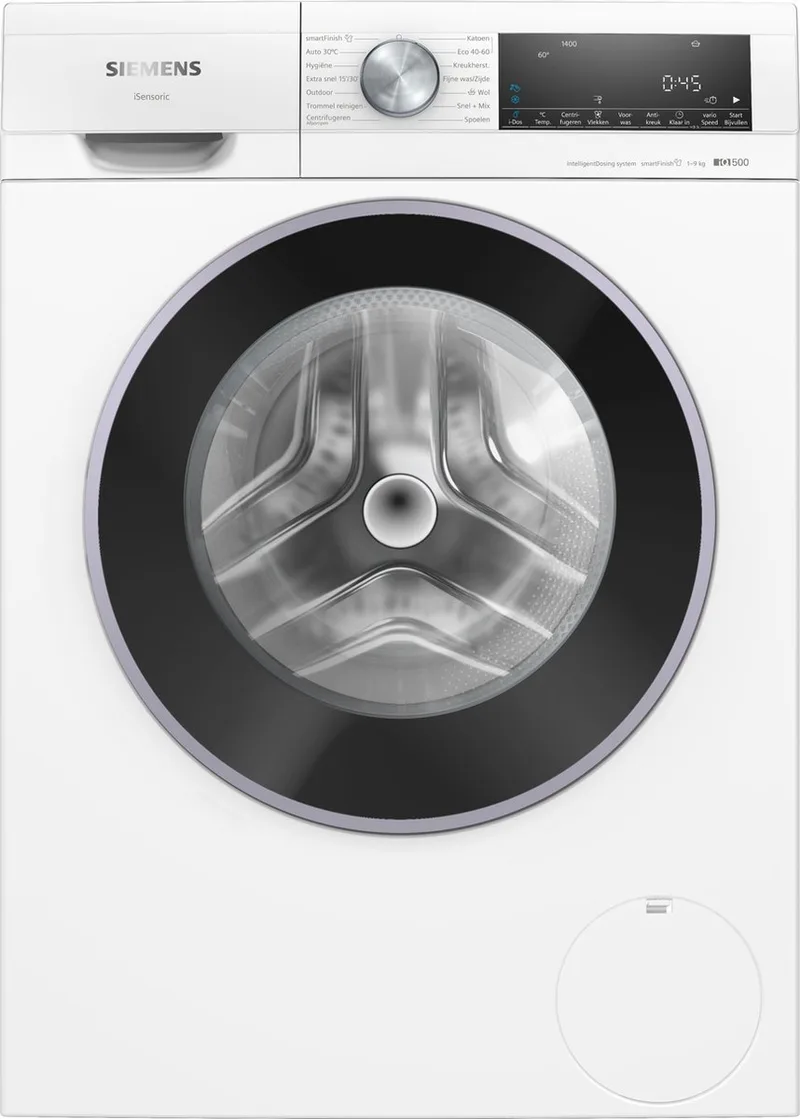 WG44G2FLNL - iQ500 - Wasmachine - 9 kg - 1400 rpm - Energielabel A - Automatisch doseren - smartFinish: vermindert kreukels tot 50% - speedPack L: verkort wasprogramma's met varioSpeed by Siemens in White – product photo