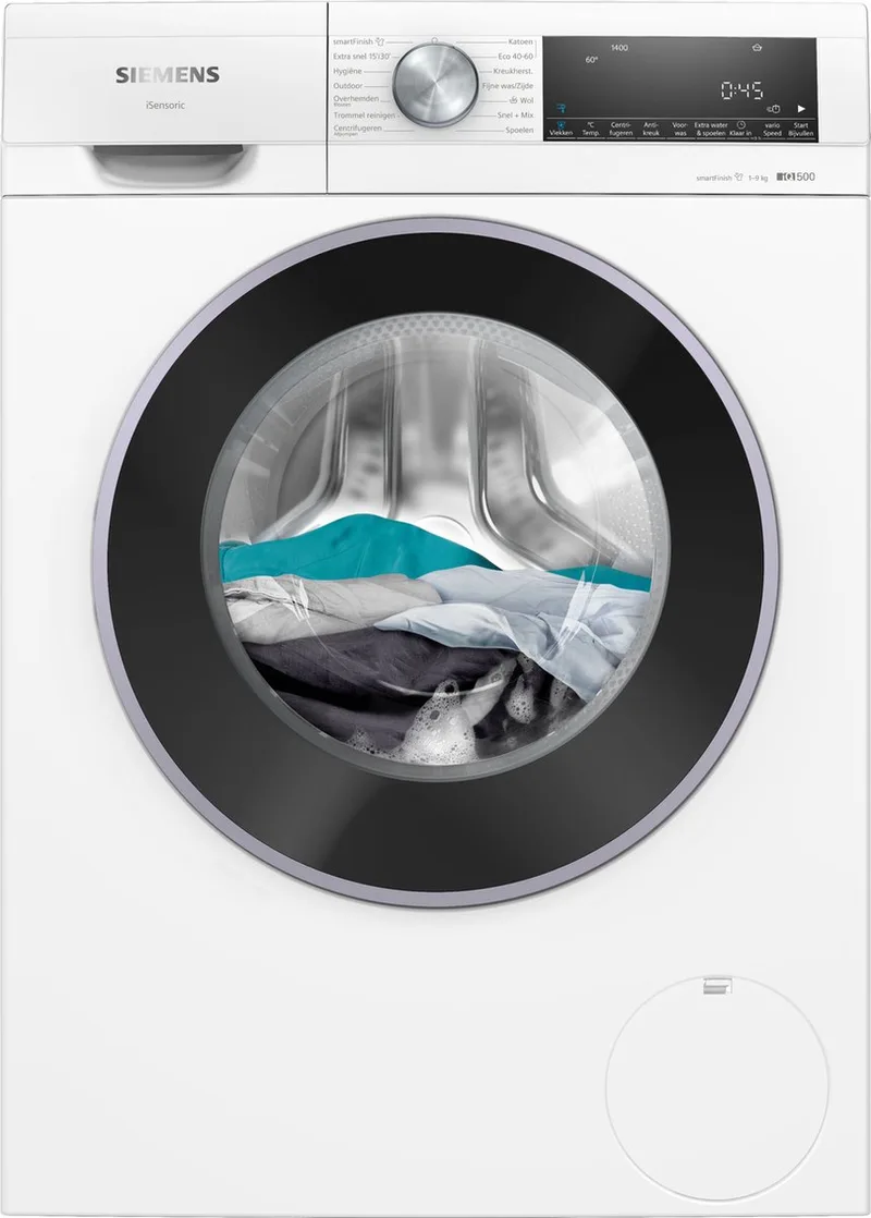 WG44G2ZLNL- iQ500 - Wasmachine - 9 kg - 1400 rpm - Energielabel A - smartFinish: vermindert kreukels tot 50% - speedPack L: verkort wasprogramma's met varioSpeed von Siemens in Weiß – Produktfoto