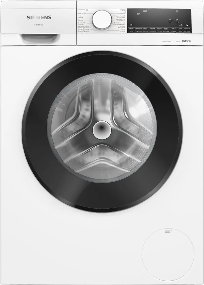 WG44G2ZMFG - iQ500 - Wasmachine - 9 kg - 1400 rpm - Energielabel A - smartFinish: vermindert kreukels tot 50% - speedPack L: verkort wasprogramma's met varioSpeed - NL/FR by Siemens in White – product photo