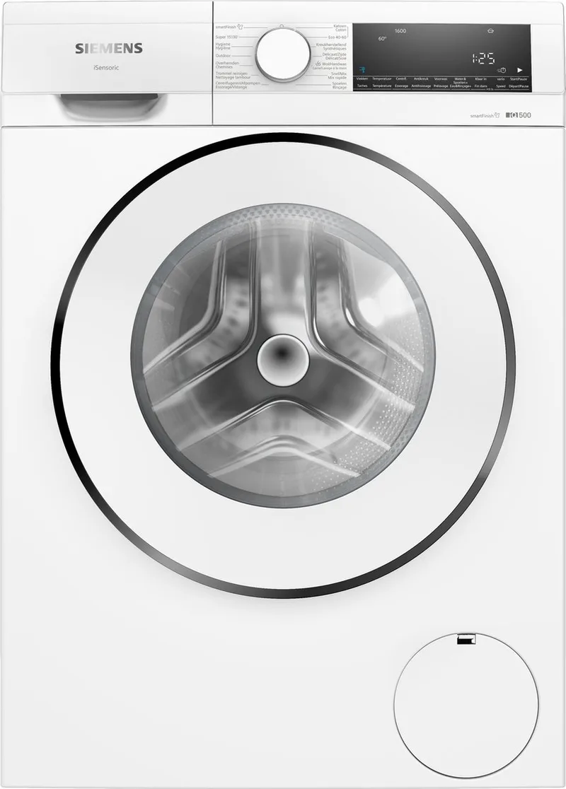 WG46G2Z0FG - iQ500 - Wasmachine met stoom - 9 kg - 1600 rpm - Energielabel A - smartFinish: vermindert kreukels tot 50% - speedPack L: verkort wasprogramma's met varioSpeedNL/FR display by Siemens in White – product photo