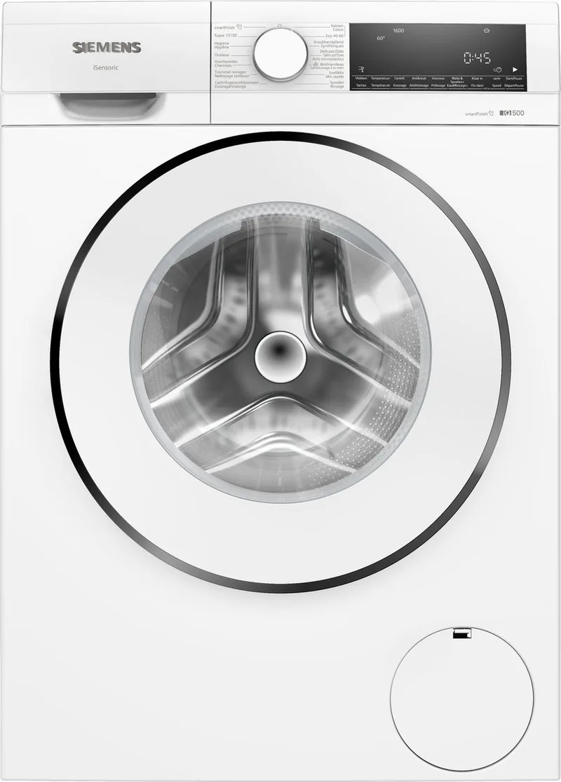 WG46G2ZEFG - iQ500 - Wasmachine - 9 kg - 1600 rpm - Energielabel A - SmartFinish: vermindert kreukels tot 50% - speedPack L: verkort wasprogramma’s tot 15 of 30 minuten fra Siemens i Hvid – produktbillede