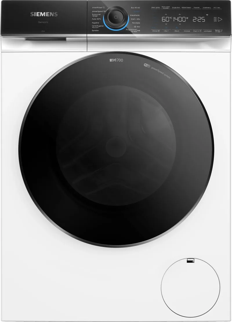 WG64B2ABNL - iQ700 - Wasmachine met stoom – 11 kg – 1400 rpm – 30% zuiniger dan Energieklasse A – Automatisch doseren - speedPack XL: versnelde programma's - Home Connect van Siemens in Wit – productfoto
