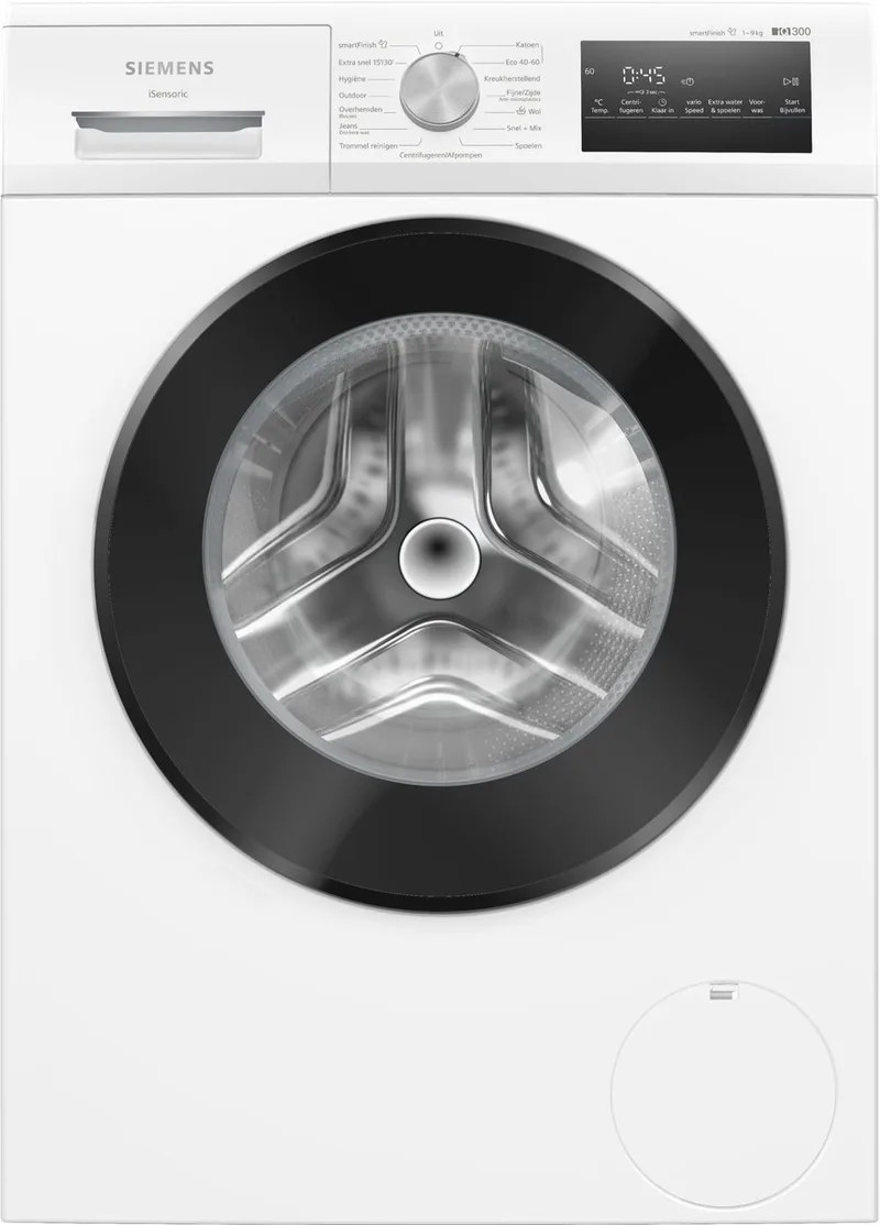WM14N27KNL - iQ300 - Wasmachine met stoom - 9 kg - 1400 rpm - Energielabel A - smartFinish: vermindert kreukels tot 50% - Stil -speedPack L: verkort wasprogramma's met varioSpeed van Siemens in Wit – productfoto