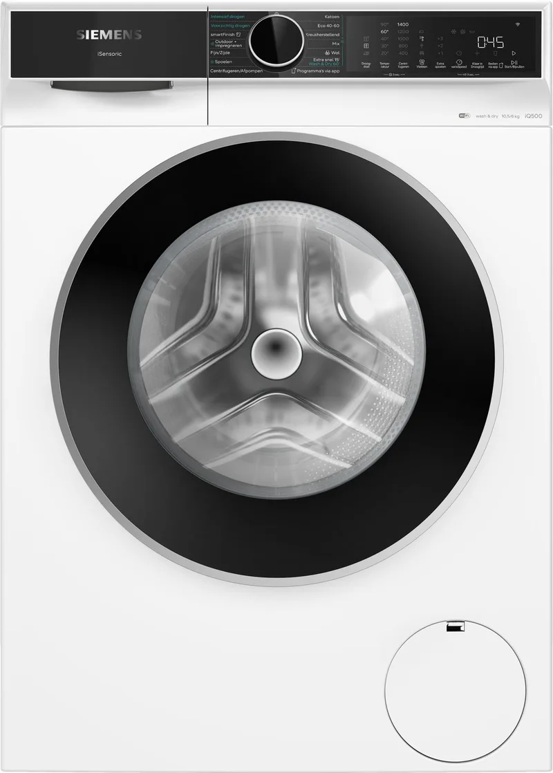 WN54G206NL - iQ500 - Was-droogcombinatie - 10,5/6 kg - 1400 Toeren - Home Connect - Wit by Siemens in Black, White – product photo
