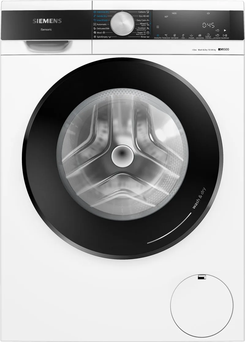WN54G2A0EU - iQ500 - Was-droogcombinatie - 10.5/6 kg - 1400 rpm - Automatisch doseren - ENG Display van Siemens in Wit – productfoto