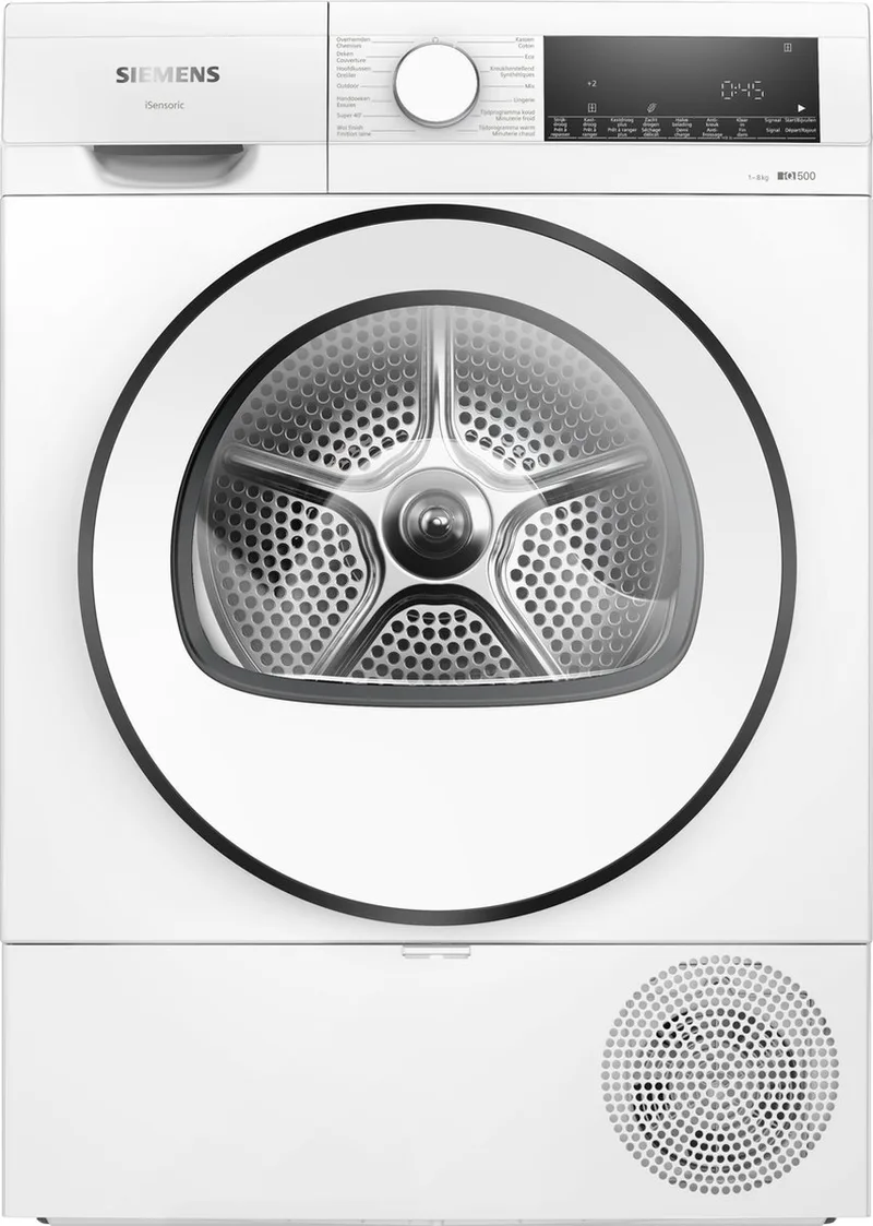 WQ32G10AFG - iQ500 - Wasdroger - Warmtepompdroger - 8 kg - Zeer stil - autoDry - NL/FR display - Outdoor-programma: veilig drogen van waterafstotende kleding en buitenkleding de Siemens en Blanc – photo produit
