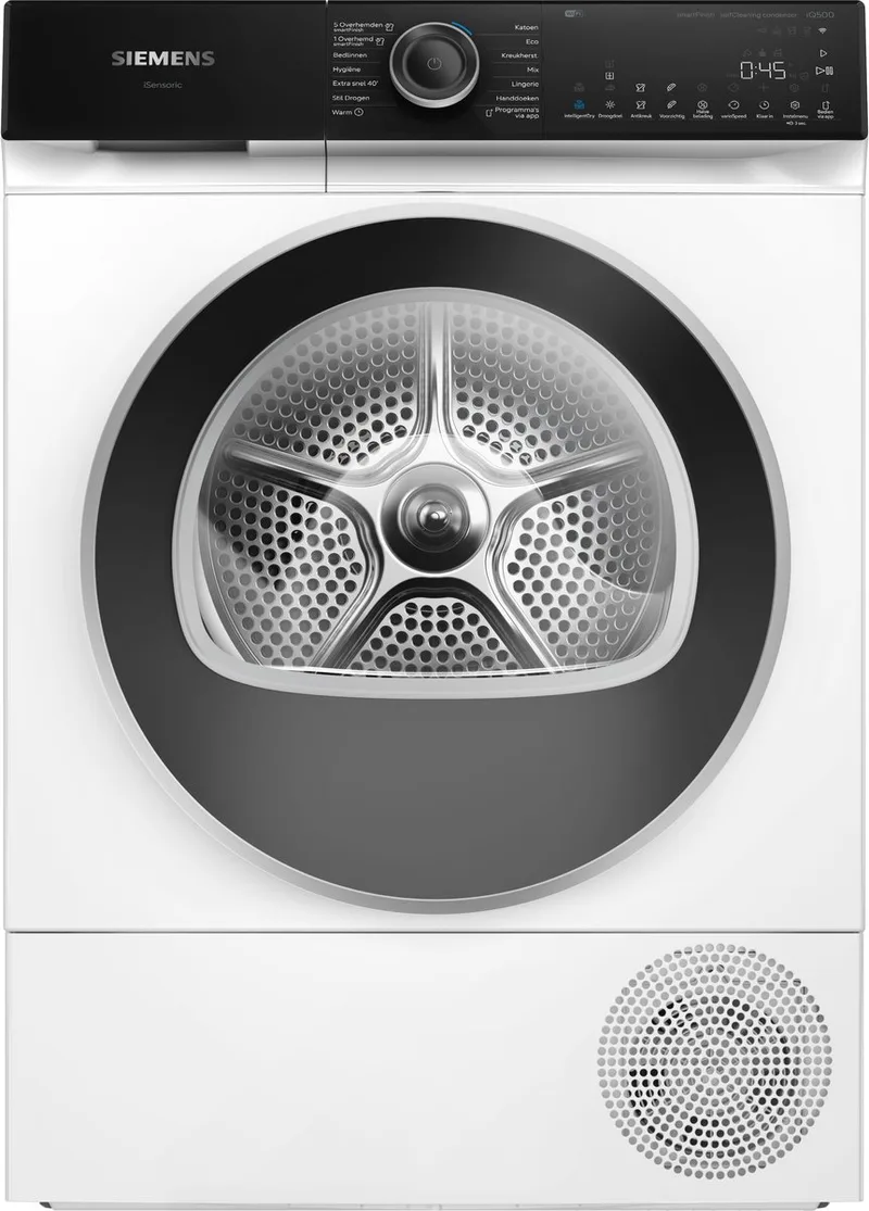 WQ46H2CLNL - iQ500 - Wasdroger - Warmtepompdroger - Zelfreinigende condensor blijvend energiezuinig- Zeer stil - 9 kg - varioSpeed: versnel het droogproces tot 38% - Home Connect de Siemens en Blanc – photo produit