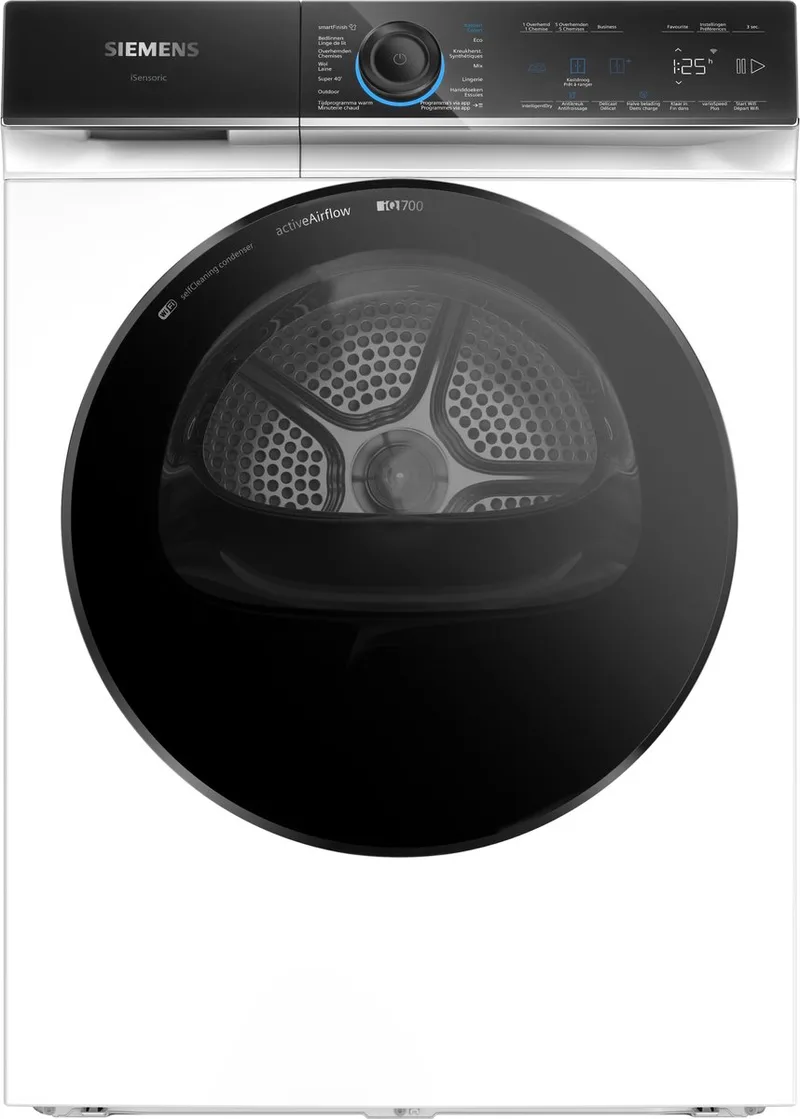 WR47B2C0FG - iQ700 - Wasdroger - Warmtepompdroger - 9 kg - Energielabel A - smartFinish: vermindert kreukels tot 50% - Zelfreinigende condensor blijvend energiezuinig von Siemens in Weiß – Produktfoto