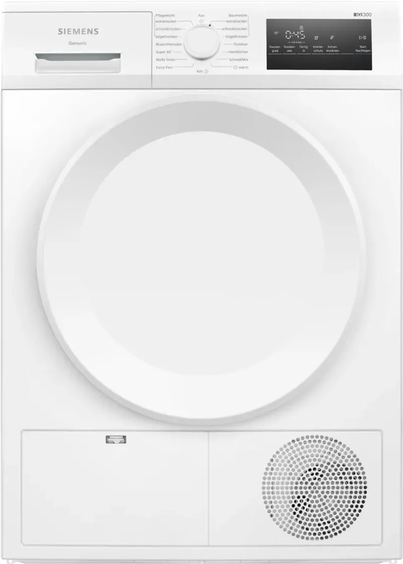 WT43H004 iQ300 - Condensdroger - Duits bedieningspaneel by Siemens in White – product photo