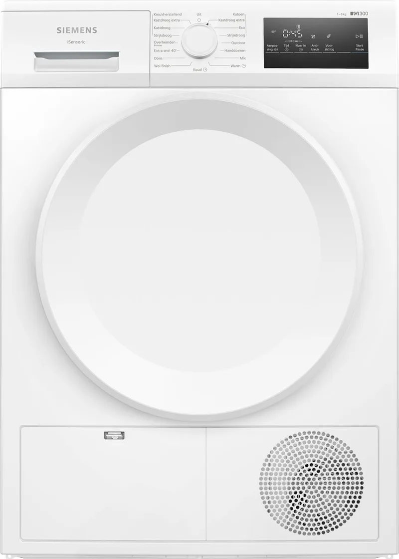 WT43H00ENL IQ300 Warmtepomp droger 8KG A++ von Siemens in Weiß – Produktfoto