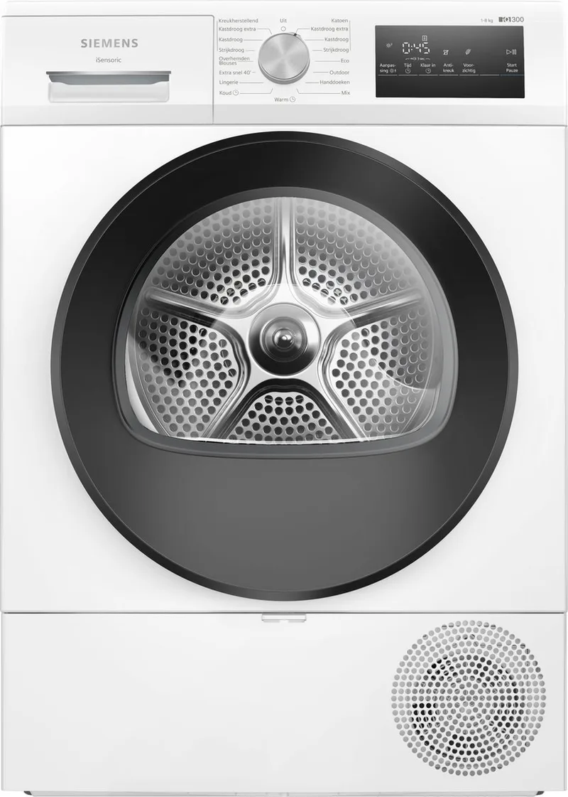 WT45H20ONL - iQ300 - Wasdroger - Warmtepompdroger - 8 kg - Zeer stil - Uitstekende droogresultaten met autoDry - Outdoor-programma: veilig drogen van waterafstotende kleding en buitenkleding de Siemens en Blanc – photo produit