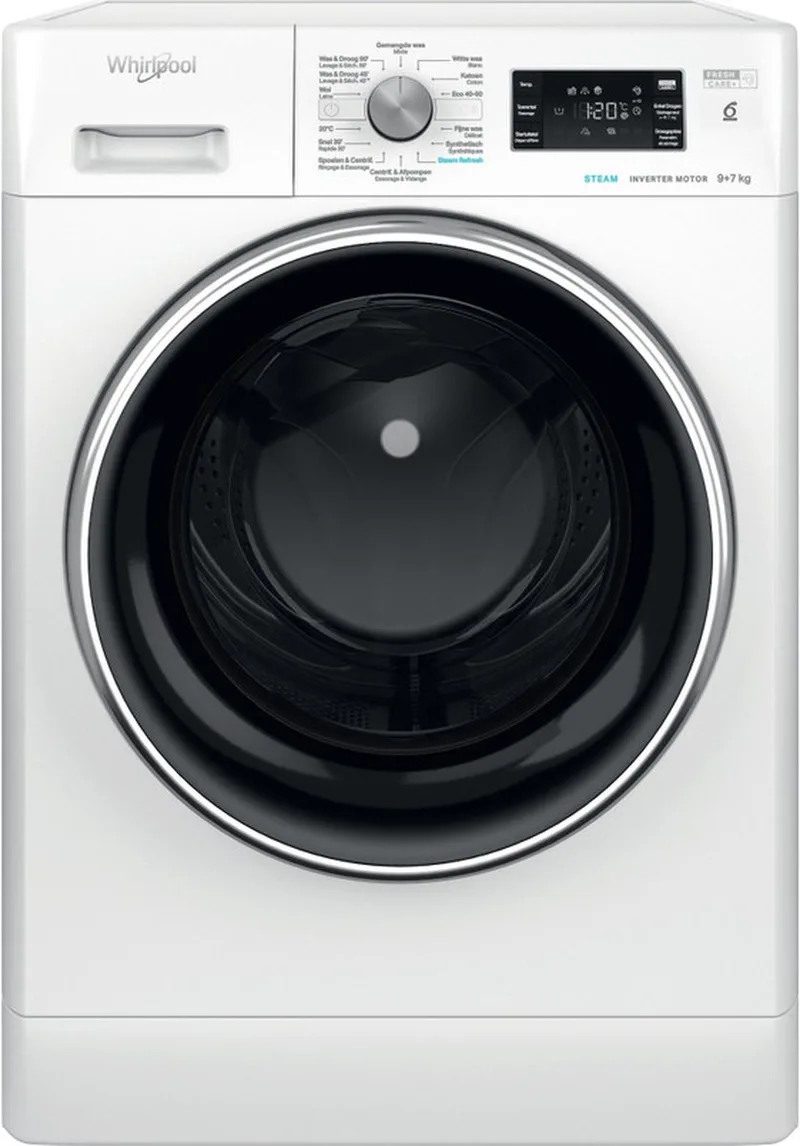FFWDB 976258E BCV BE Was-droogcombinatie van Whirlpool in Wit – productfoto