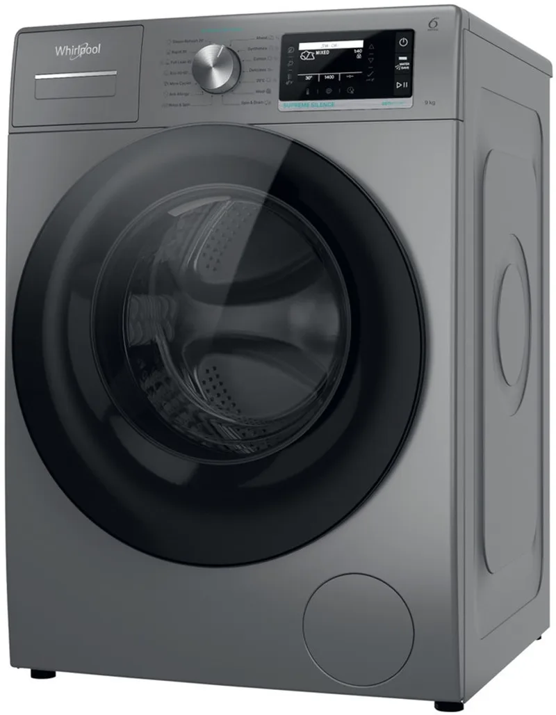 W7 99S SILENCE EE wasmachine 9 kg Zilver by Whirlpool in Black, Silver – product photo