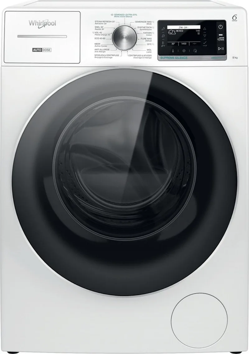 W8 89AD SILENCE BE wasmachine 8 kg | Stoom | Autodose de Whirlpool en Blanc – photo produit