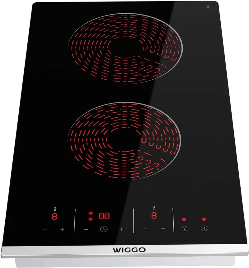 Inbouw Keramische Kookplaat – 2 Kookzones – 3000 W – 30 cm – Touch Bediening – 9 Vermogensstanden – Timer – Kinderslot – Zwart von Wiggo – Produktfoto