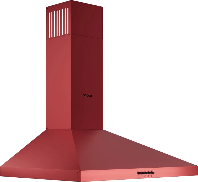 WE-A630P(R) – Wandschouw Afzuigkap 60 cm – 680 m³/h – LED Verlichting – Energieklasse A – 5 jaar garantie van Wiggo in Rood – productfoto