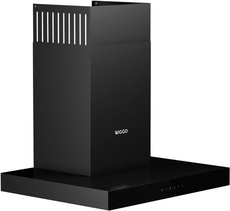 WE-A641T(B) – T-Model Wandschouw Afzuigkap 60 cm – 650 m³/h – LED Verlichting – Energieklasse A – 5 jaar garantie van Wiggo in Zwart – productfoto