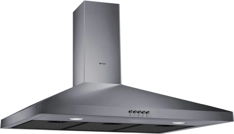 WE‑C930P(G) – Wandschouw Afzuigkap 90 cm – 600 m³/h – Knoppenbediening – LED Verlichting – 5 jaar garantie de Wiggo en Gris – photo produit