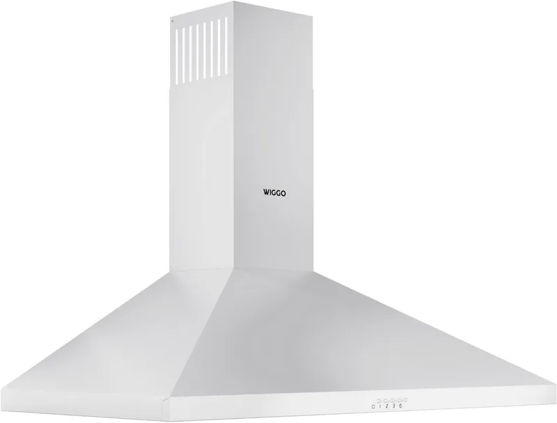 WE‑C930P(W) – Wandschouw Afzuigkap 90 cm – 600 m³/h – Knoppenbediening – LED Verlichting – 5 jaar garantie von Wiggo in Weiß – Produktfoto