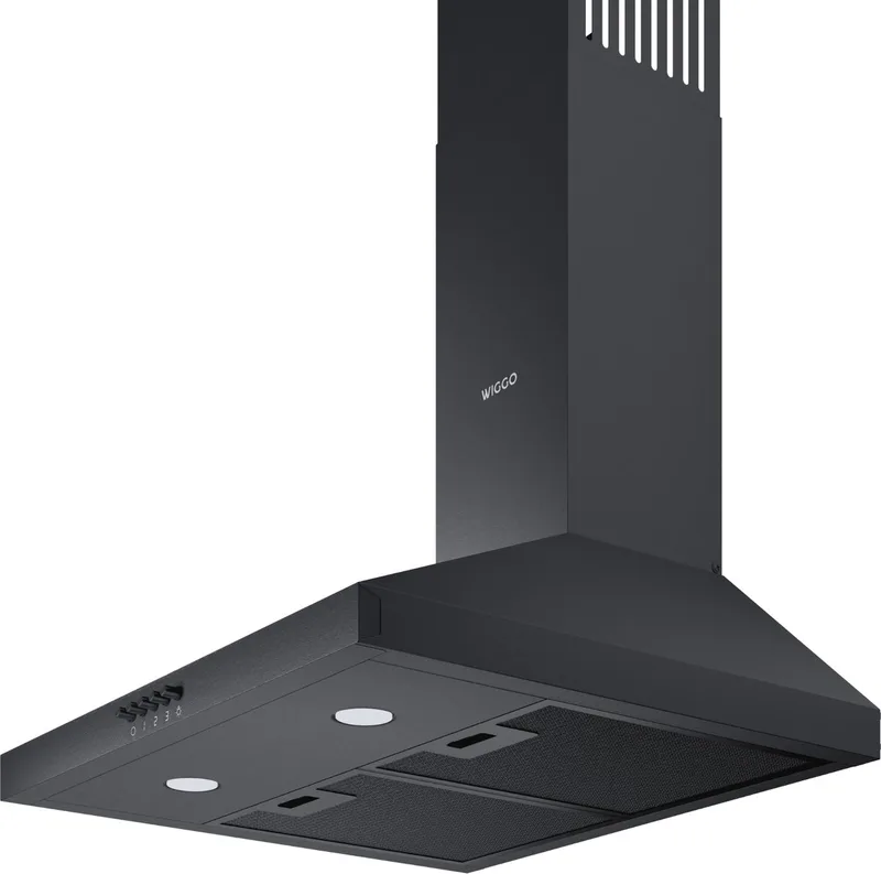 WE‑D530P(B) – Wandschouw Afzuigkap 50 cm – 300 m³/h – Knoppenbediening – LED Verlichting – 5 jaar garantie fra Wiggo i Sort – produktbillede