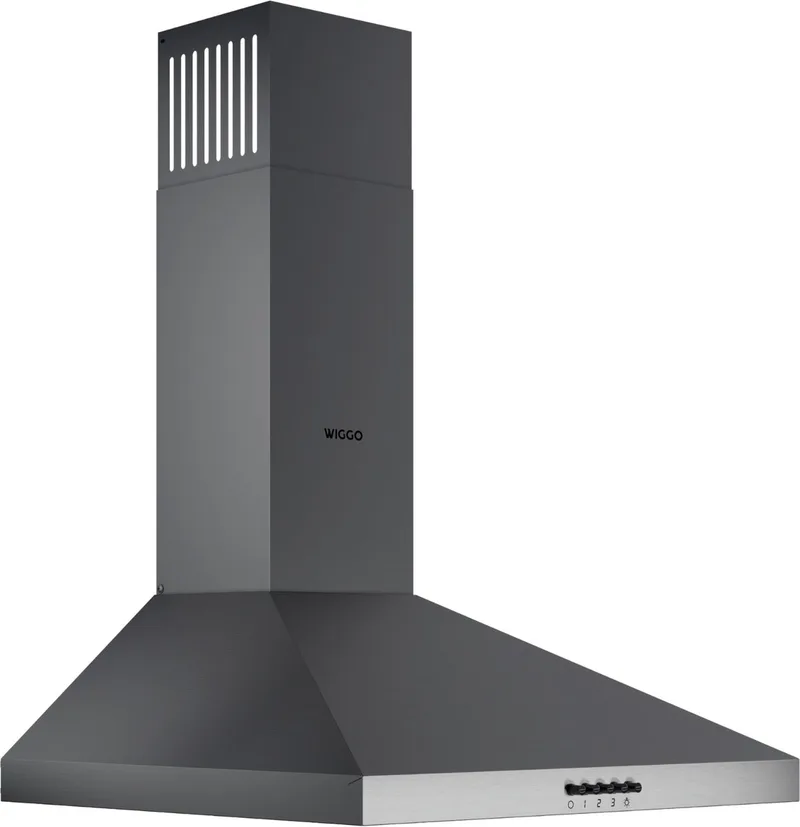 WE‑D530P(G) – Wandschouw Afzuigkap 50 cm – 300 m³/h – Knoppenbediening – LED Verlichting – 5 jaar garantie von Wiggo in Grau – Produktfoto
