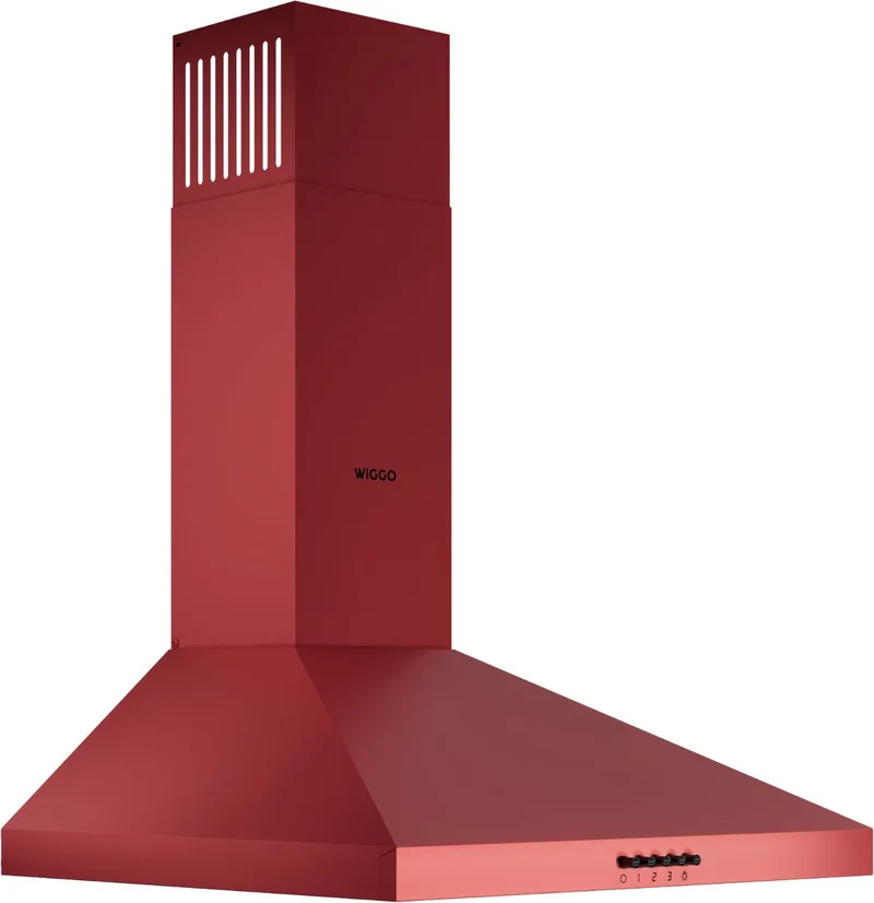 WE‑D530P(R) – Wandschouw Afzuigkap 50 cm – 300 m³/h – Knoppenbediening – LED Verlichting – 5 jaar garantie by Wiggo in Red – product photo