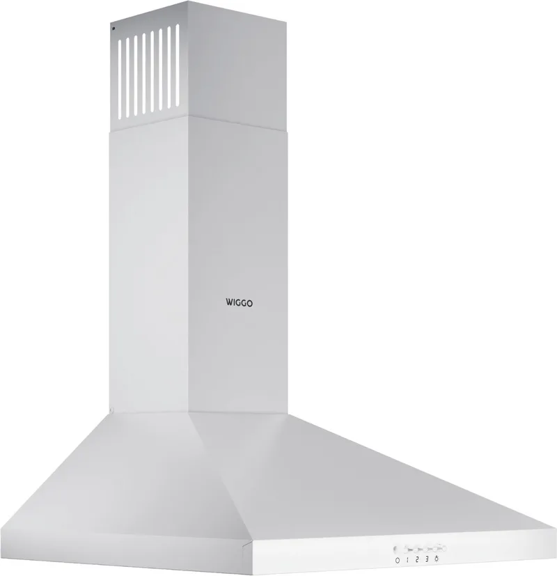 WE‑D530P(W) – Wandschouw Afzuigkap 50 cm – 300 m³/h – Knoppenbediening – LED Verlichting – 5 jaar garantie van Wiggo in Wit – productfoto