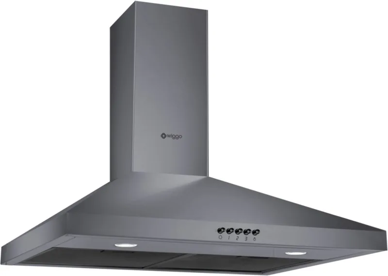 WE‑D630P(G) – Wandschouw Afzuigkap 60 cm – 300 m³/h – Knoppenbediening – LED Verlichting – 5 jaar garantie de Wiggo en Gris – photo produit