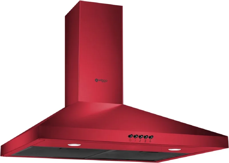 WE‑D630P(R) – Wandschouw Afzuigkap 60 cm – 300 m³/h – Knoppenbediening – LED Verlichting – 5 jaar garantie von Wiggo in Rot – Produktfoto